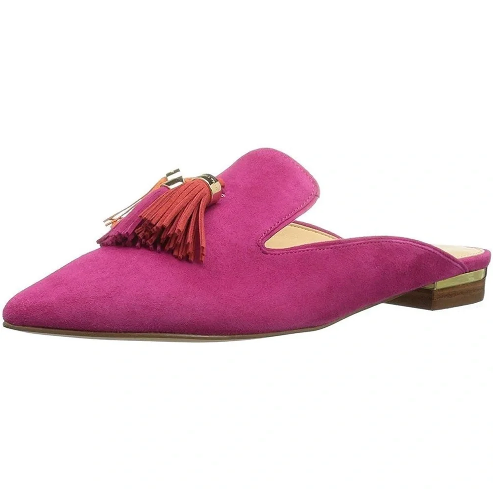 Elegant Slip On Casual Comfort Mules Slippers Pompom Loafers Tassel Mules - Picture 3 of 9